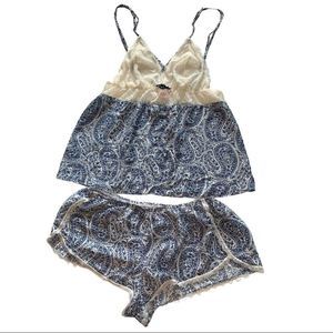 Victoria’s Secret blue Paisley and Lace Lounge short set in Medium